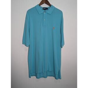 Polo Ralph Lauren Polo Shirt Adult XLT Blue Orange Pony Rugby Preppy Casual Mens